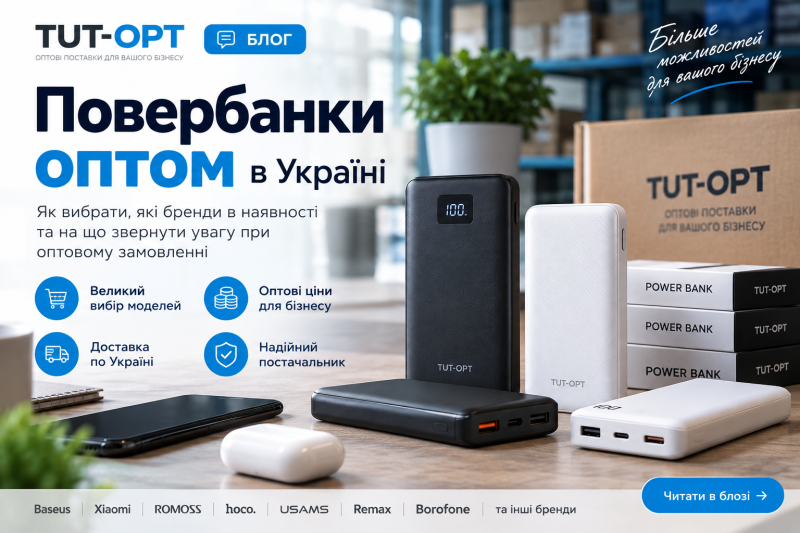 TUT-OPT — оптовый поставщик повербанков в Украине