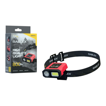 Налобный фонарь Rablex RB973, белый+красный+жёлтый, HP LED, 5W COB LED, Sensor, аккум, Type-C