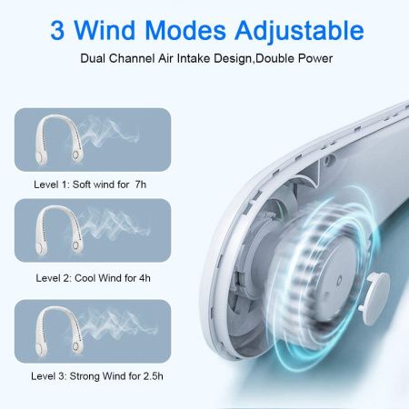 Вентилятор на шею Hands-free USB мини-вентилятор X9 с аккумулятором  (WX6504) разные цвета Вентилятор на шею Hands-free USB мини-вентилятор X9 с аккумулятором  (WX6504) разные цвета