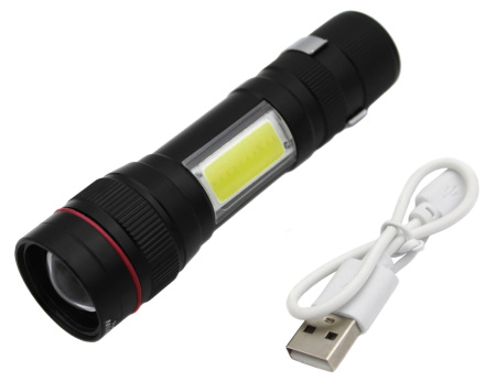 Ручной фонарь X-Balog Police BL-520, Li-ion, T6+Cob, Zoom, ЗУ USB