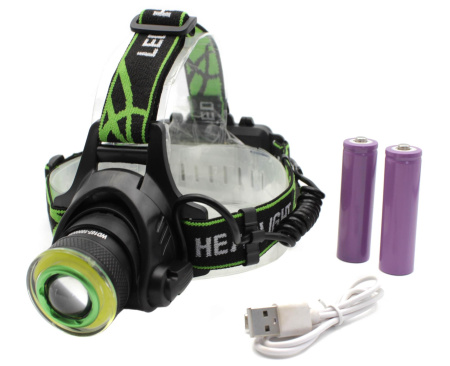 Налобный фонарь PL-107, BL-T106-T6, 2х18650, ЗУ microUSB, T6+Cob, Zoom
