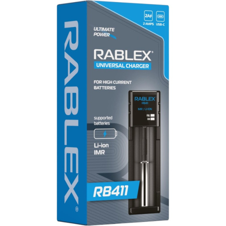 Зарядное устройство Rablex RB411, 1 × 18650 и др., USB, для высокотоковых аккумуляторов