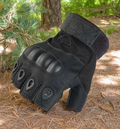 Тактические перчатки без пальцев чёрные 104 . Размер XL