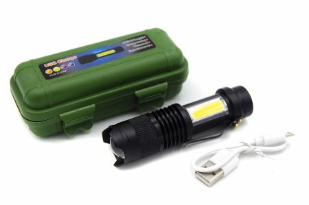 Ручной фонарь Police BL-525, 1XPE+Cob, Zoom, ЗУ USB, метал