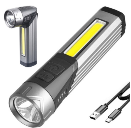 Ручной фонарь 508-OSL+COB, Белый, Красный, Li-Ion, поворот на 90º, магнит, ЗУ Type-C