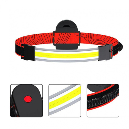 Налобный фонарь WD164, PL-04, 3хAAA, COB, диодная лента