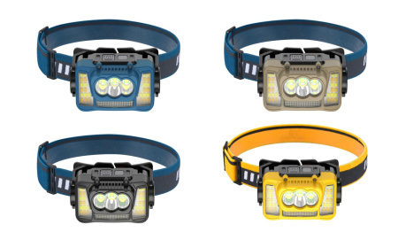 Налобный фонарь Rablex RB965, жёлтый+белый+красный, 3хT6+4хCOB, Sensor, аккум, Type-C
