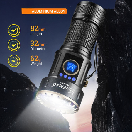 Ручной фонарь YEMAO YM-F883X, 3000LM, 8*XTE LED, 1x18350+1*18650 аккум, TYPE-C