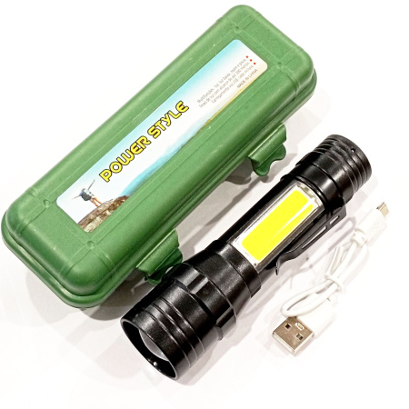 Ручной фонарь Police BL-T6-19S, XPE COB, zoom, microusb, встроенный аккум