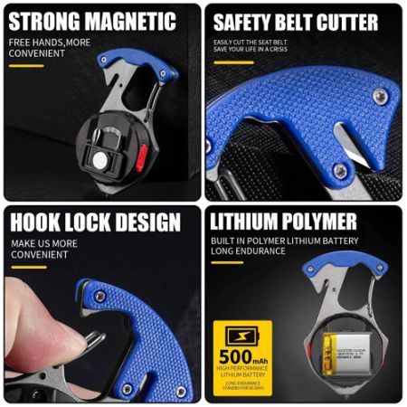 Фонарь для кемпинга W5143-COB, Белый, Жёлтый, Красный, multitool, Li-Ion, магнит, карабин