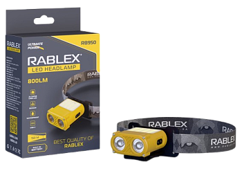 Налобний ліхтар Rablex RB950, червоний+біле світло, 2хXPL+16хCOB+1хRED COB, акумулятор, Type-C