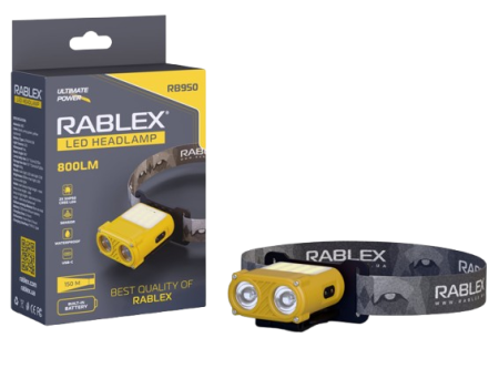 Налобный фонарь Rablex RB950, красный+белый свет, 2хXPL+16хCOB+1хRED COB, аккум, Type-C