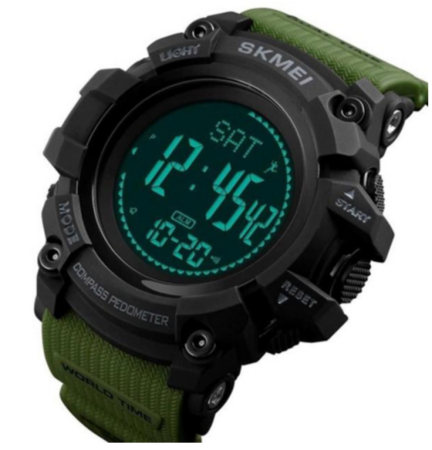 Часы наручные SKMEI 1356AG, ARMY GREEN, Compass, 9748