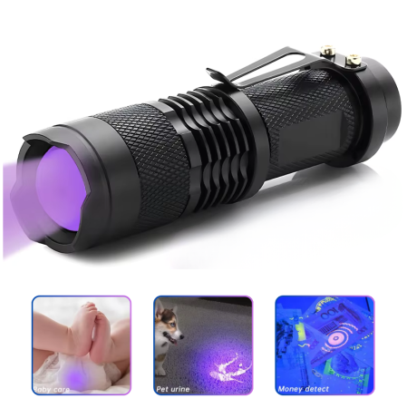 Фонарь K11-395UV, 1хАА/1x14500, 1 РЕЖИМ, zoom, зажим