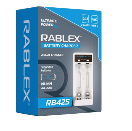 Зарядное устройство Rablex RB425, 2xАА,ААА, 2А, Type-C