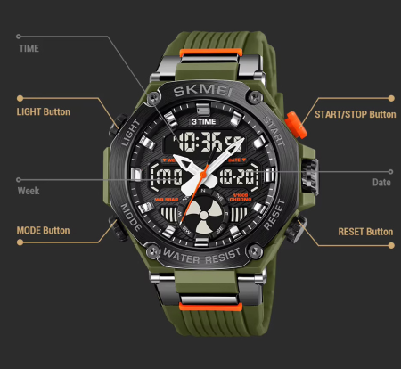 Часы наручные SKMEI 2223AG, ARMY GREEN, 11507