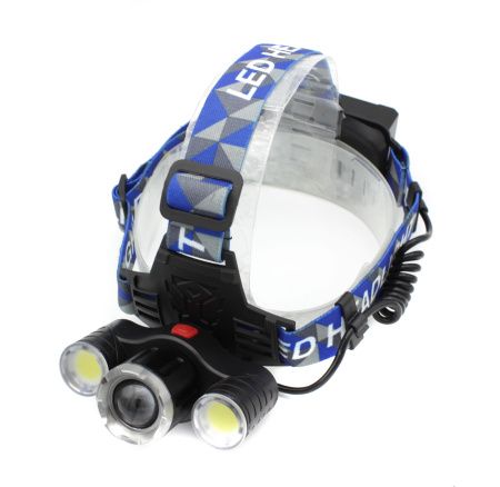 Налобный фонарь WD130, 2х18650, ЗУ microUSB, T6+Cob, Zoom