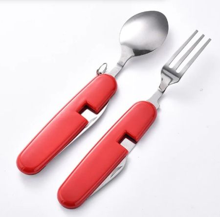 Туристический столовый прибор, красный, A674 малый