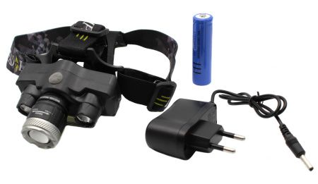 Налобный фонарь RB129, TD-812-T6, 1х18650 Акк., T6+2хXPE+COB, Zoom, MicroUSB ЗУ
