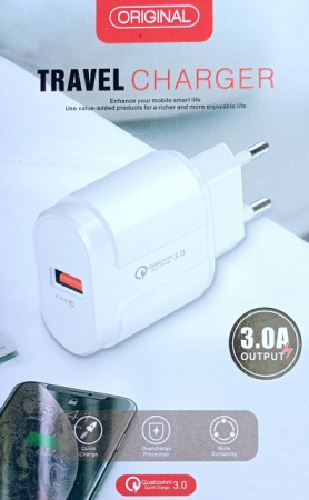 Сетевое зарядное устройство USB x 1 Fast 3.0A Original Travel / Model: 13-3 Сетевое зарядное устройство USB x 1 Fast 3.0A Original Travel / Model: 13-3