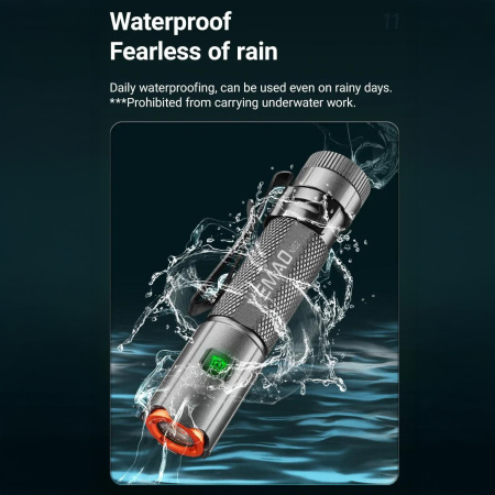 Ручной фонарь YEMAO YM-M52, XH P360 LED, 1500LM, 2x14500 аккум, Zoom, TYPE-C