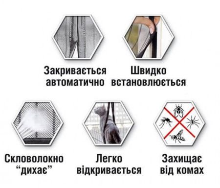 Дверная антимоскитная сетка на магнитах 100x210см, разные цвета / В КОРОБКЕ