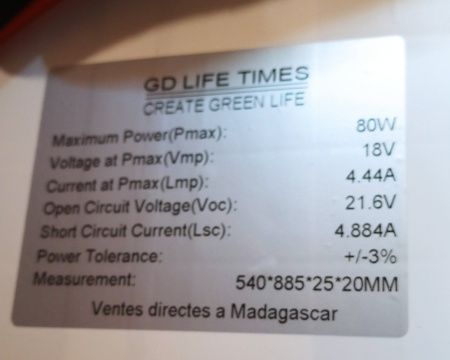 Солнечная панель SOLAR PANEL RB-SL80/ 88,5х54см/ индикация V и A / верх стекло, 80W