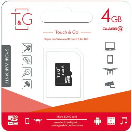 Карта памяти microSDHC T&G (UHS-1) 4GBSD  class 10 (без адаптера)  Карта памяти microSDHC T&G (UHS-1) 4GBSD  class 10 (без адаптера)