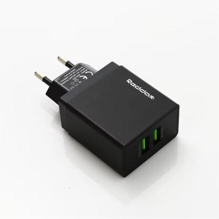 Сетевое зарядное устройство REDDAX RDX-029 Dual USB (12W, 2.4A, 2 порта), Black