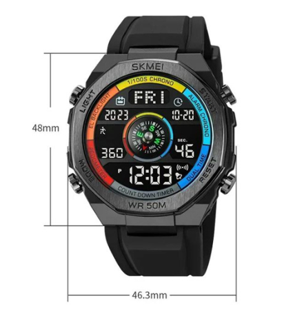 Часы наручные SKMEI 2209CKBK, COLORFUL/BLACK, Compass, Pedometer, 10351