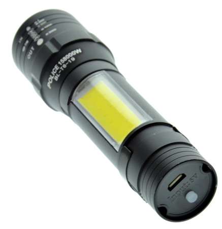 Ручной фонарь Police BL-T6-19S, XPE COB, zoom, microusb, встроенный аккум