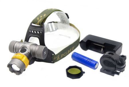 Налобный фонарь WD123, Акк., LED, Zoom, Авто заряд