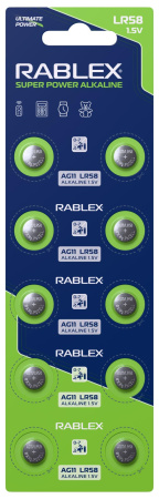 Батарейки-Таблетки Rablex LR58, AG11, New Design