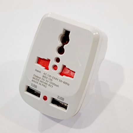 Универсальный адаптер 2в1, переходник+зарядка USB  / NK-823/ 7043 Универсальный адаптер 2в1, переходник+зарядка USB  / NK-823/ 7043