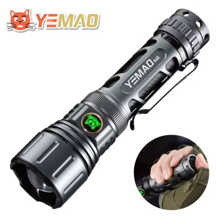 Ручной фонарь YEMAO YM-А60, 1200LM, TG LED, Zoom, 1x18650 аккум, TYPE-C 
