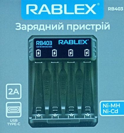 Зарядное устройство Rablex RB403 на 4 AA/AAA R3/R6 1.2V Зарядное устройство Rablex RB403 на 4 AA/AAA R3/R6 1.2V