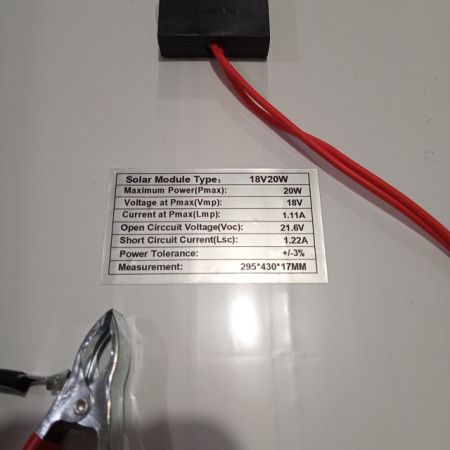 Солнечная панель SOLAR PANEL 18V20W разм. 295х430х17 мм