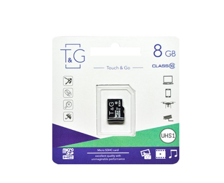 Карта памяти microSDHC T&G (UHS-1) 8GBSD  class 10 (без адаптром) (Гарантия 3года)