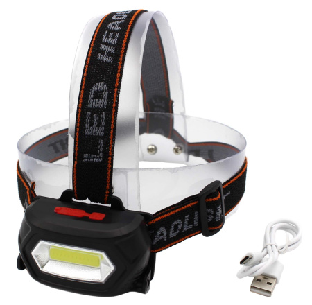 Налобный фонарь Bailong BL-203, LED+COB, аккумулятор, micro USB, 7568