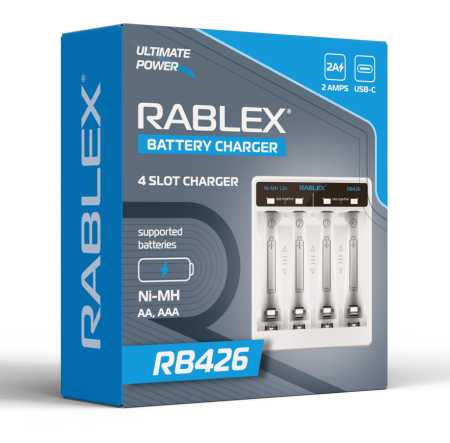 Зарядное устройство Rablex RB426, 4xАА,ААА, 2A, Type-c
