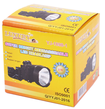 Налобный фонарь Luxury YJ-1898-1, Аккумулятор, 1LED