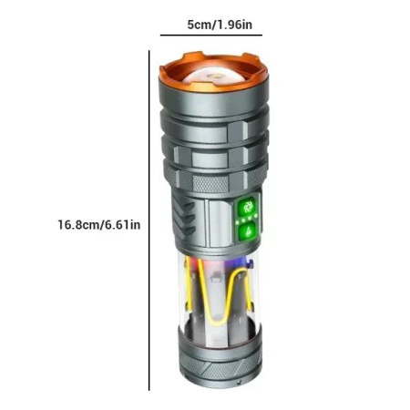 Ручной фонарь YEMAO YM-G580, 2500LM, 30W LED, 1*26650 аккум, TYPE-C 