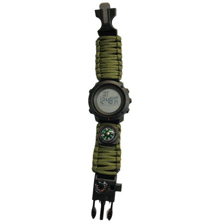 Часы наручные SKMEI 1213AG, PARACORD, ARMY GREEN BIG SIZE, Compass, термометр, кресало, 10464