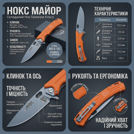 Нож складной Нокс Майор, 2150 Оранжевый