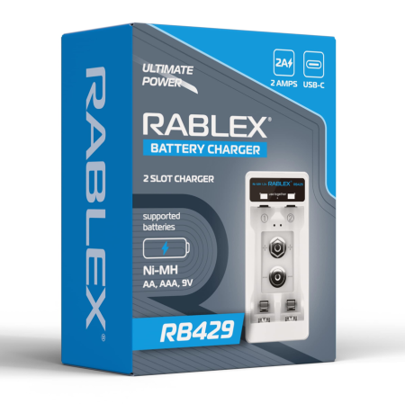 Зарядное устройство Rablex RB429, 2xАА,ААА,9V, 2A, Type-c