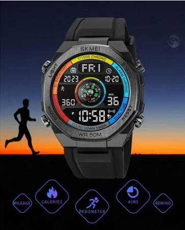 Часы наручные SKMEI 2209CKBK, COLORFUL/BLACK, Compass, Pedometer, 10351