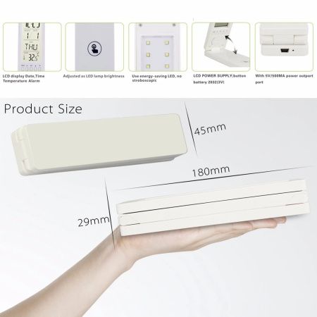 Настольная LED лампа аккумуляторная 18LED/ Часы+Дата+Температура/ ЗУ MicroUSB Настольная LED лампа аккумуляторная 18LED/ Часы+Дата+Температура/ ЗУ MicroUSB