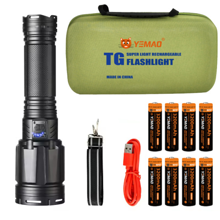 Ручной фонарь YEMAO YM-G999-60W, 5000LM, XH P360 LED, 8*18650 аккум, TYPE-C 