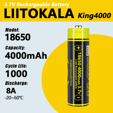Аккумулятор LiitoKala 18650, King4000-JT, 4000mAh