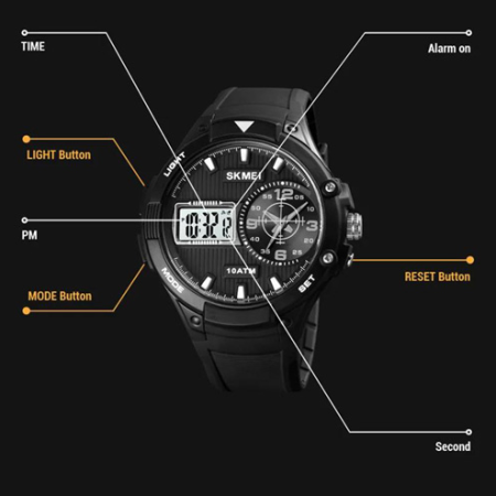 Часы наручные SKMEI 1761BKWT, BLACK/WHITE, 10267